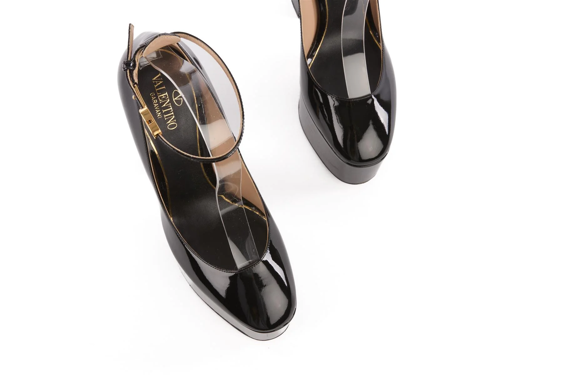 VALENTINO GARAVANI BLACK TAN-GO PATENT LEATHER PLATFORM PUMPS EU 39 UK 6 US 9 - Image 4