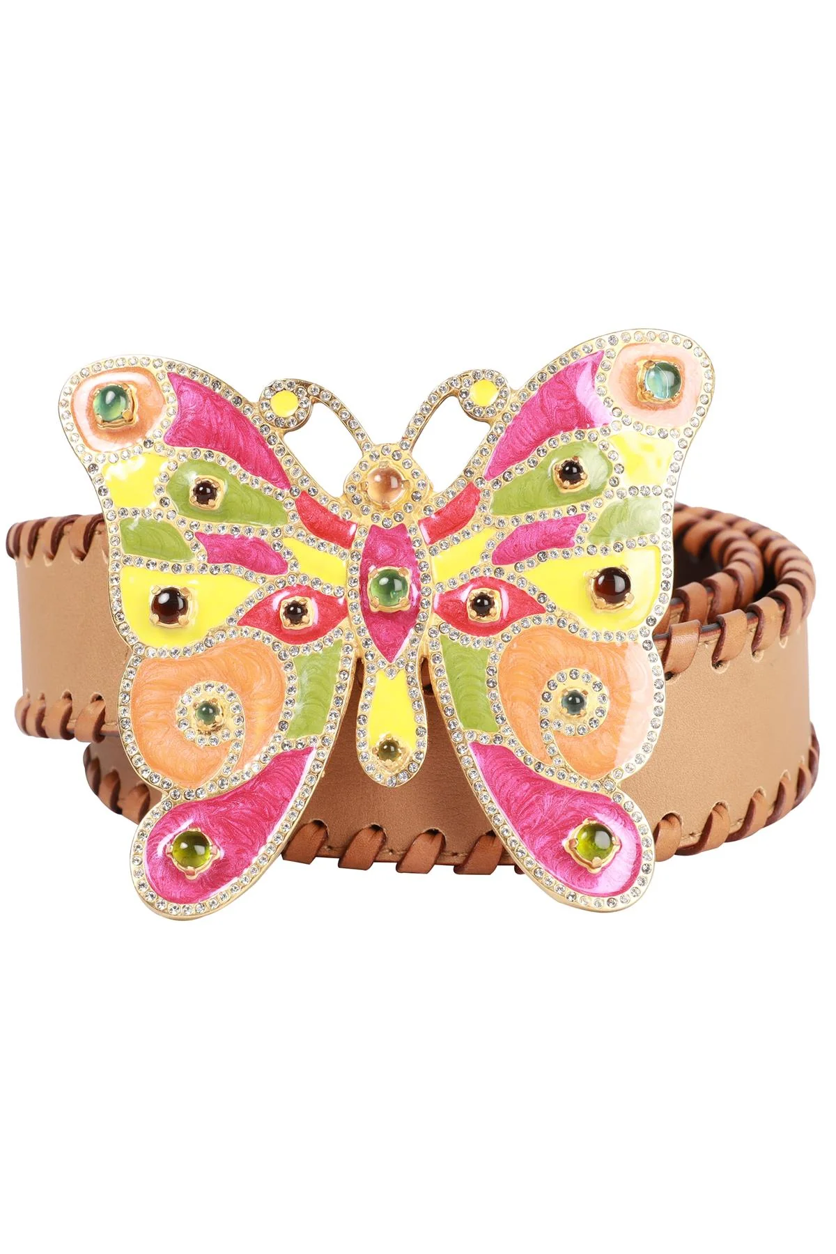 VALENTINO GARAVANI BROWN BUTTERFLY LEATHER BELT 85 CM - Image 11
