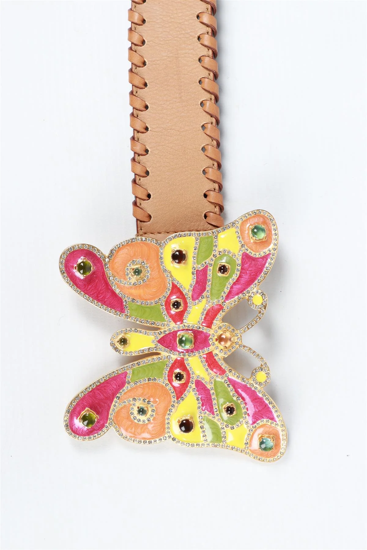VALENTINO GARAVANI BROWN BUTTERFLY LEATHER BELT 85 CM - Image 13