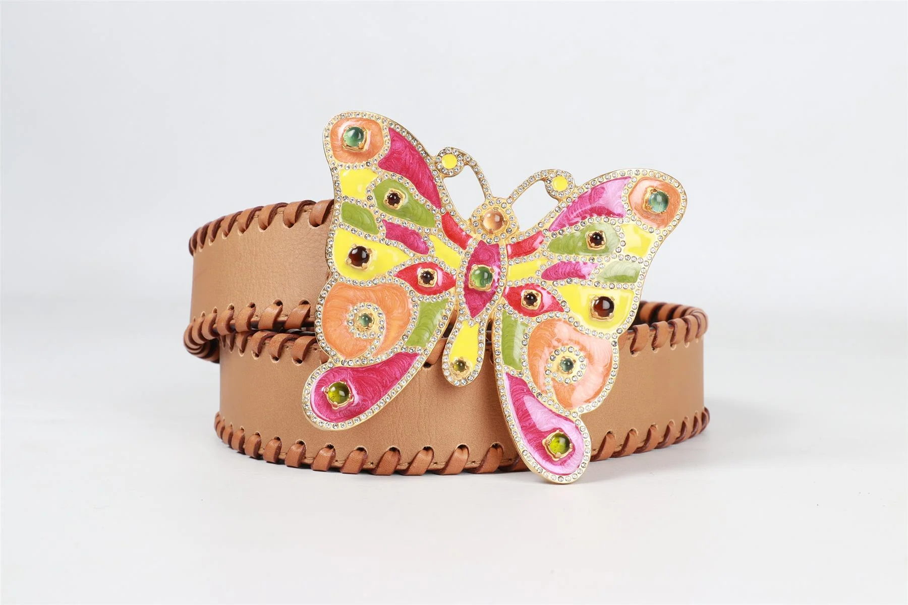 VALENTINO GARAVANI BROWN BUTTERFLY LEATHER BELT 85 CM - Image 5