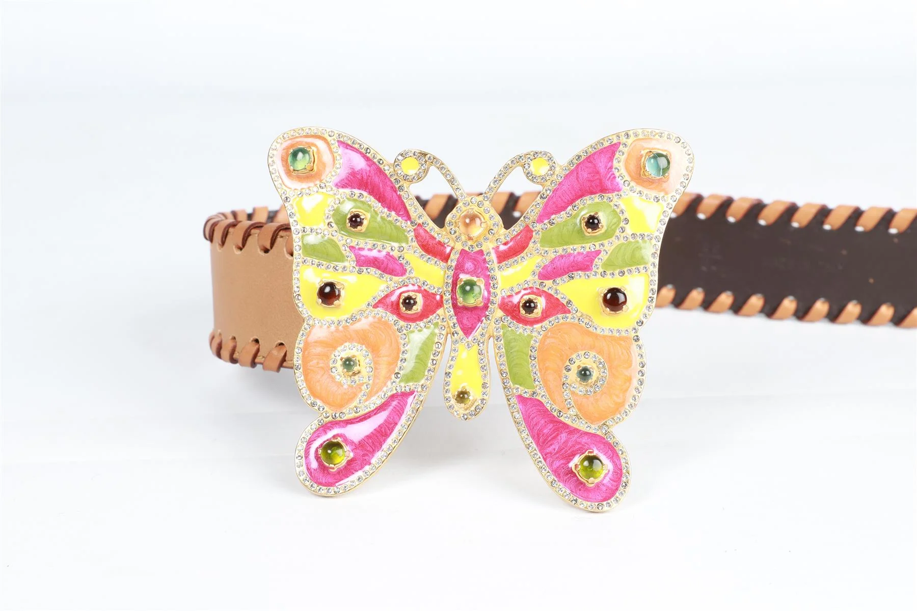 VALENTINO GARAVANI BROWN BUTTERFLY LEATHER BELT 85 CM - Image 7