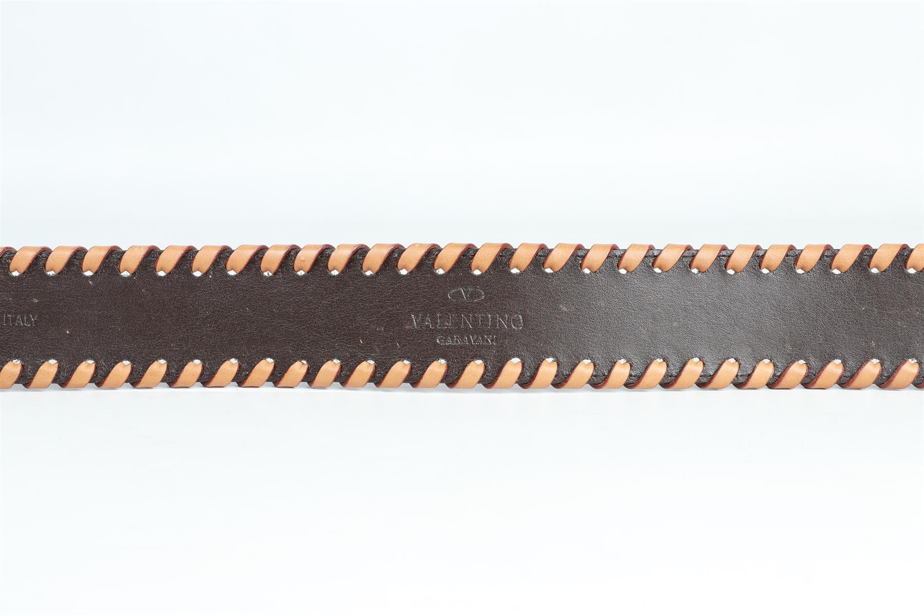 VALENTINO GARAVANI BROWN BUTTERFLY LEATHER BELT 85 CM - Image 8