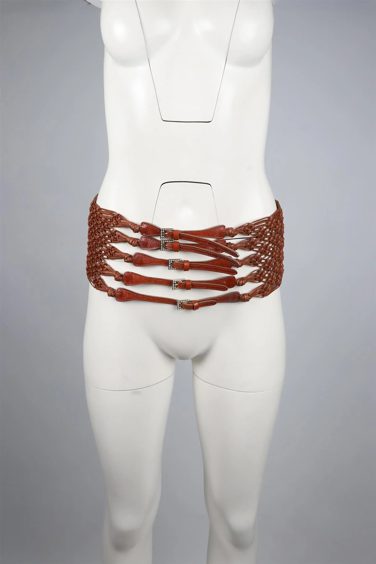 VALENTINO GARAVANI BROWN LEATHER WAIST BELT 32- 35 IN - Image 9