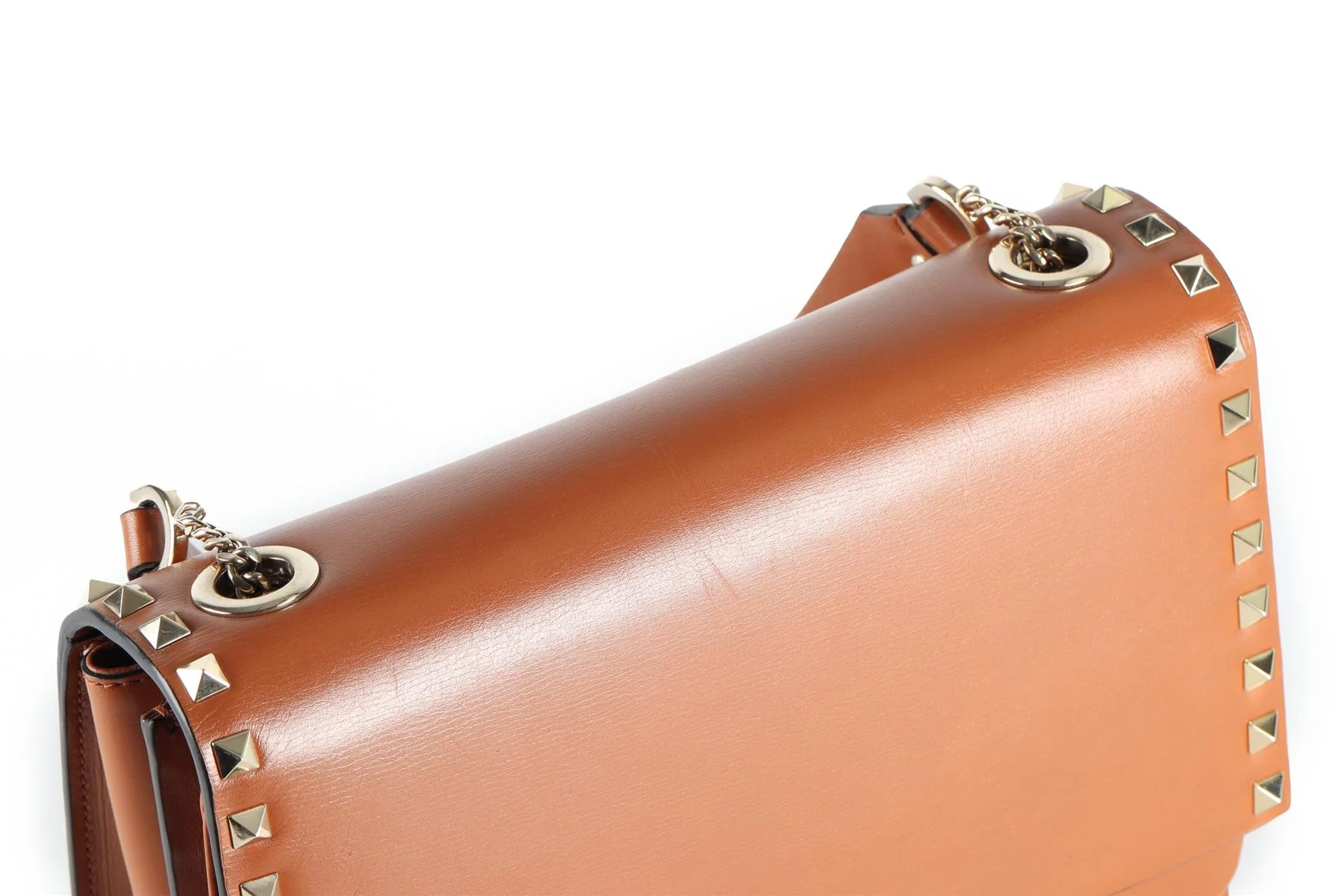 VALENTINO GARAVANI BROWN ROCKSTUD LEATHER SHOULDER BAG - Image 10