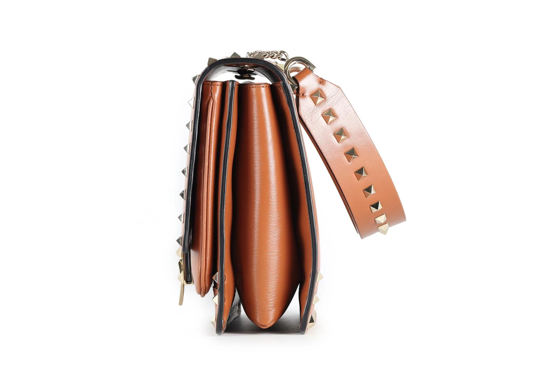 VALENTINO GARAVANI BROWN ROCKSTUD LEATHER SHOULDER BAG - Image 6