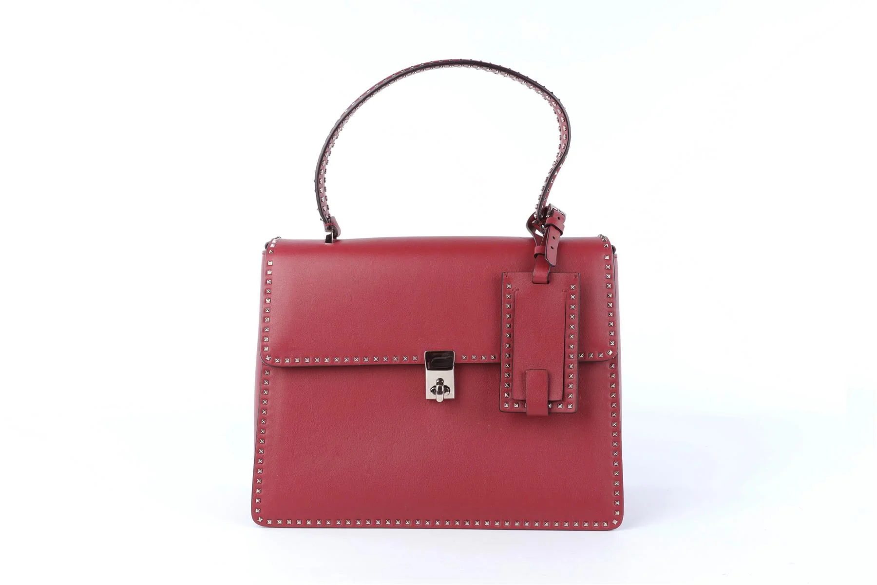 VALENTINO GARAVANI BURGUNDY LEATHER TOTE BAG - Image 2