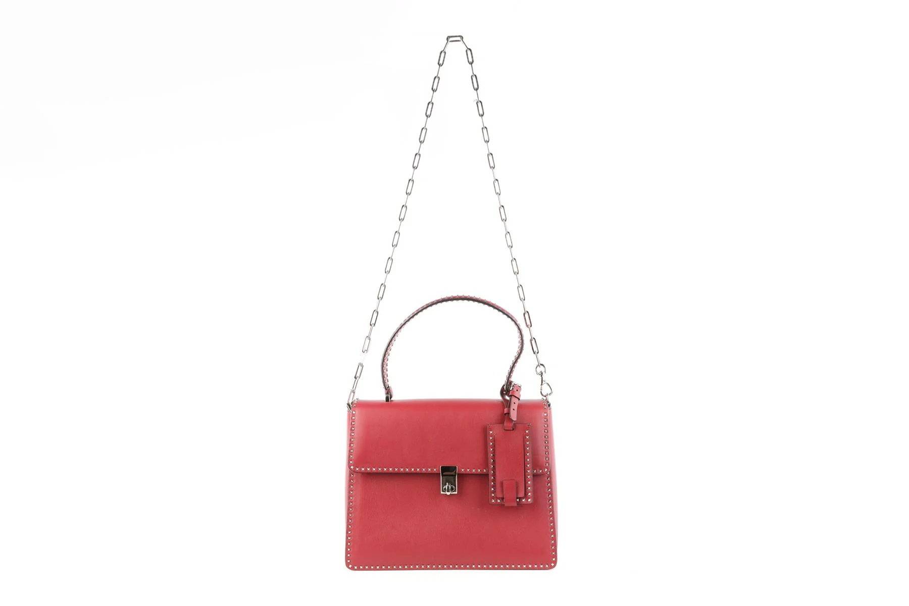 VALENTINO GARAVANI BURGUNDY LEATHER TOTE BAG - Image 3