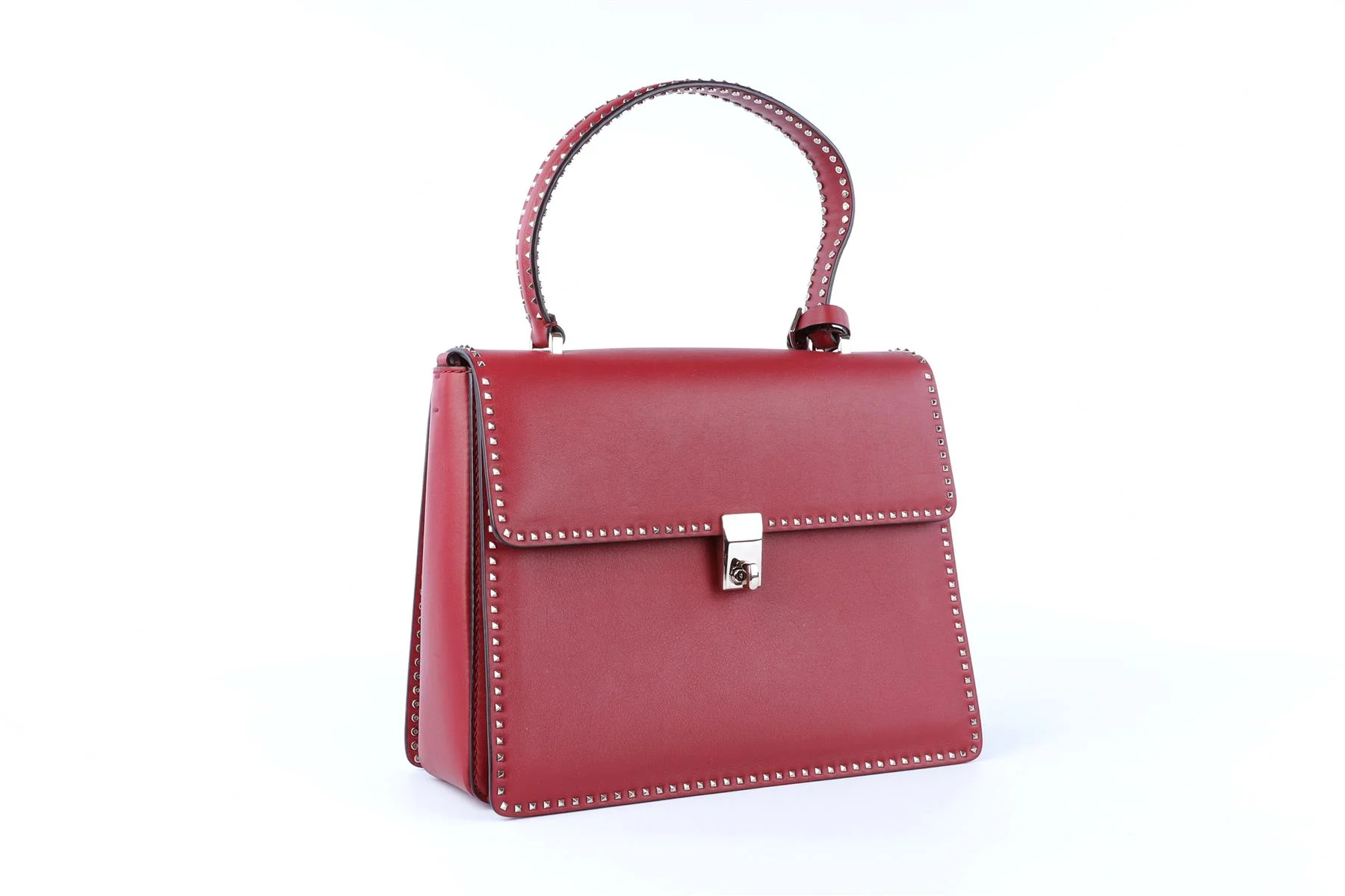 VALENTINO GARAVANI BURGUNDY LEATHER TOTE BAG - Image 4
