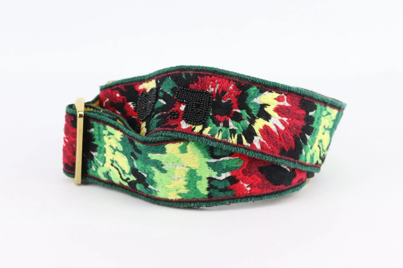 VALENTINO GARAVANI CUSTOMISED EMBROIDERED CANVAS AND LEATHER BAG STRAP - Image 2