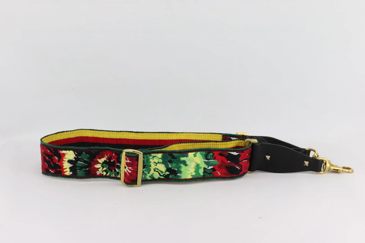 VALENTINO GARAVANI CUSTOMISED EMBROIDERED CANVAS AND LEATHER BAG STRAP - Image 3