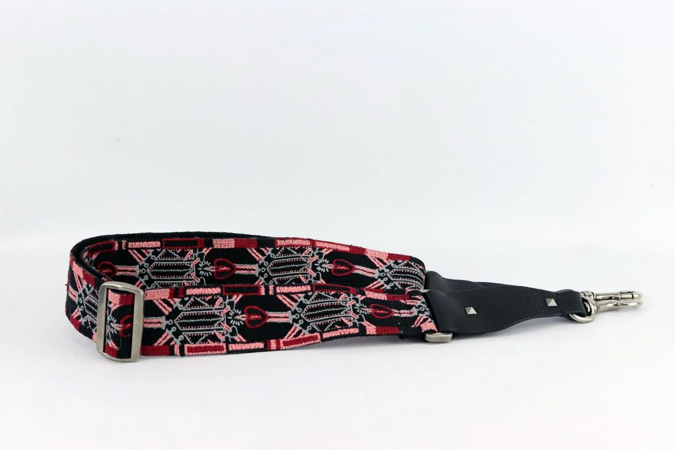 VALENTINO GARAVANI EMBROIDERED CANVAS AND LEATHER BAG STRAP - Image 3