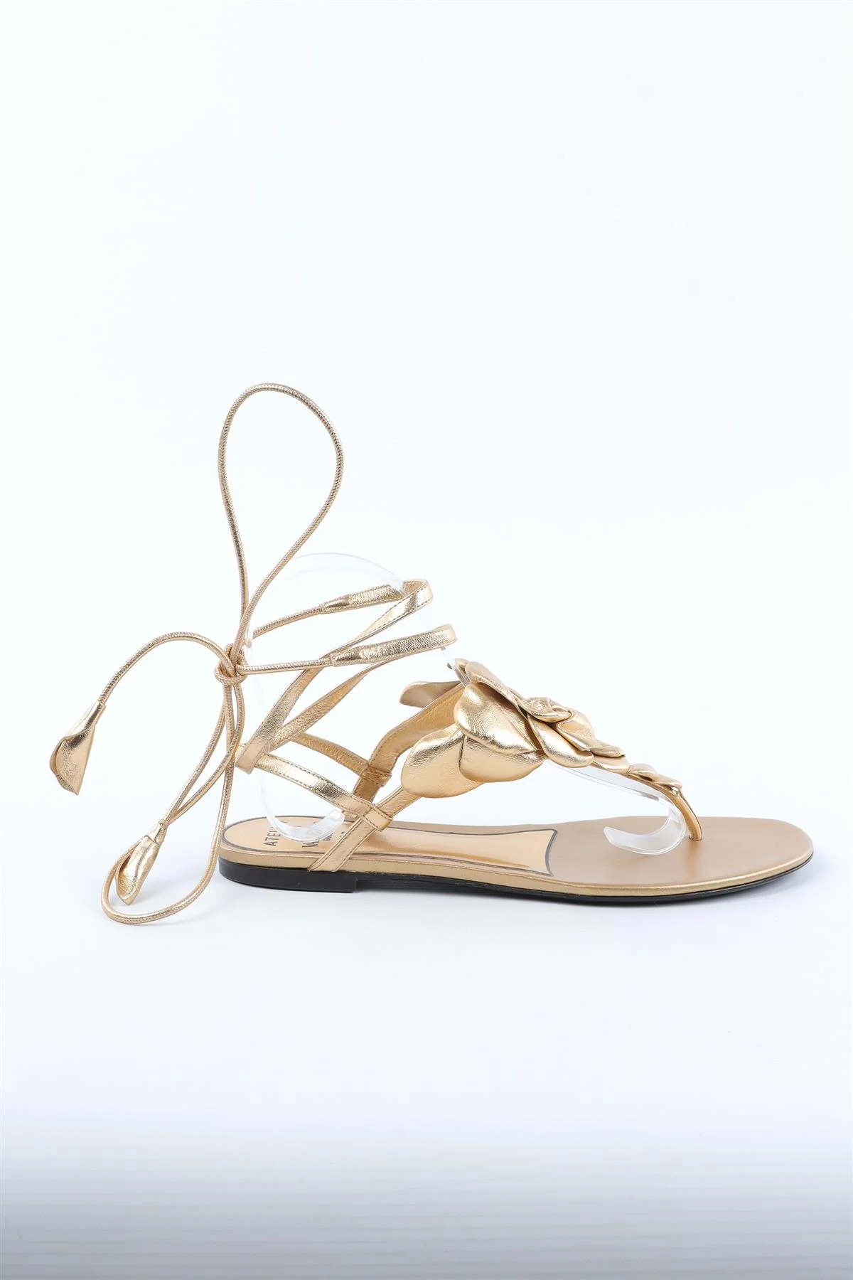 VALENTINO GARAVANI GOLD LEATHER SANDALS EU 37.5 UK 4.5 US 7.5 - Image 2