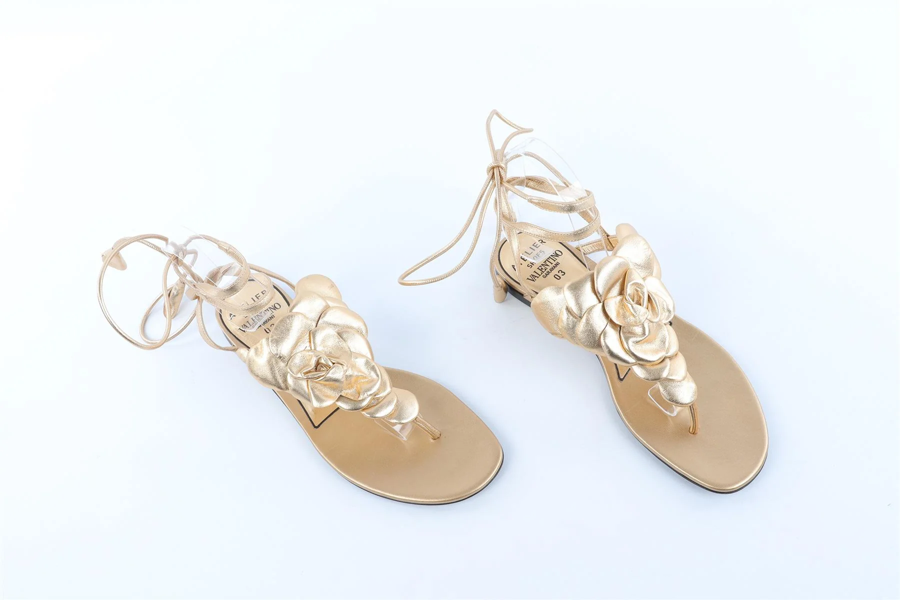 VALENTINO GARAVANI GOLD LEATHER SANDALS EU 37.5 UK 4.5 US 7.5 - Image 5