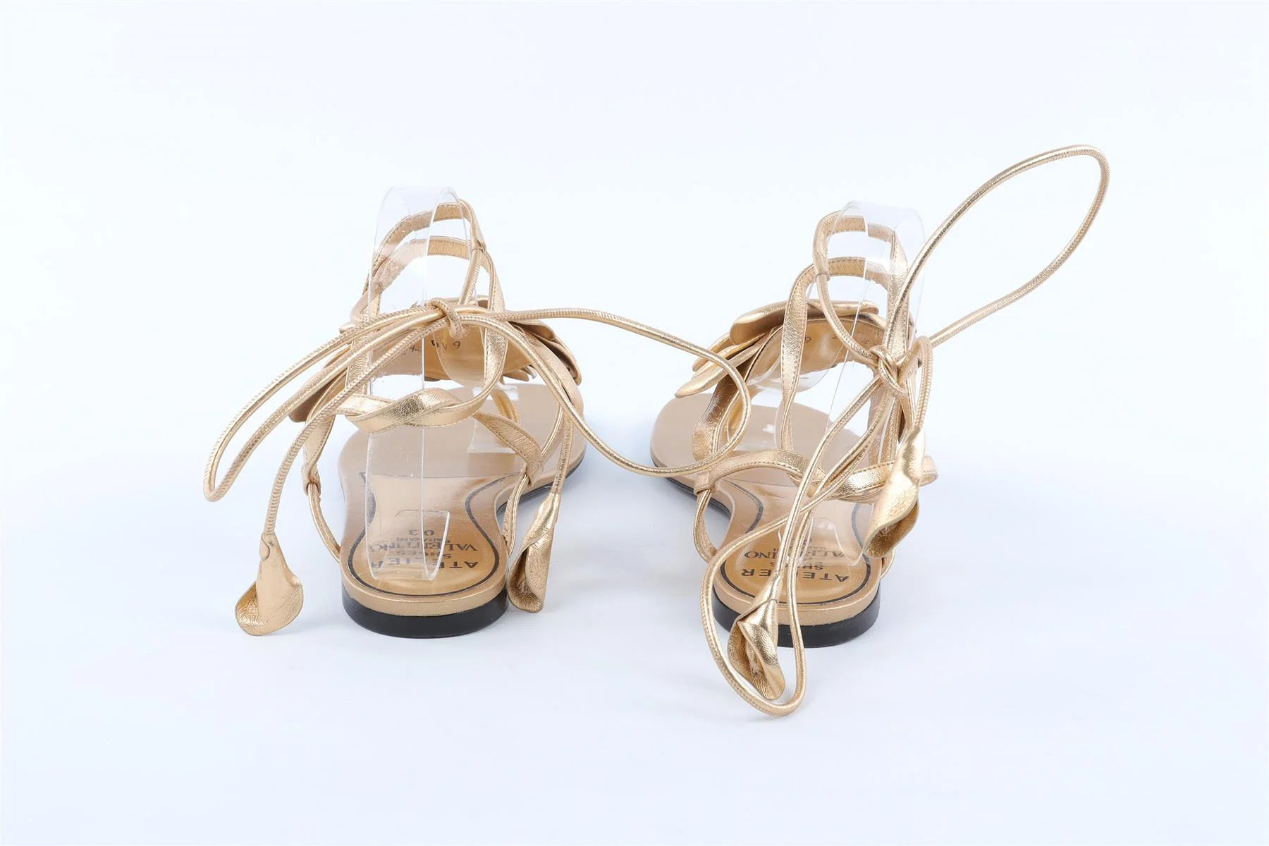 VALENTINO GARAVANI GOLD LEATHER SANDALS EU 37.5 UK 4.5 US 7.5 - Image 6