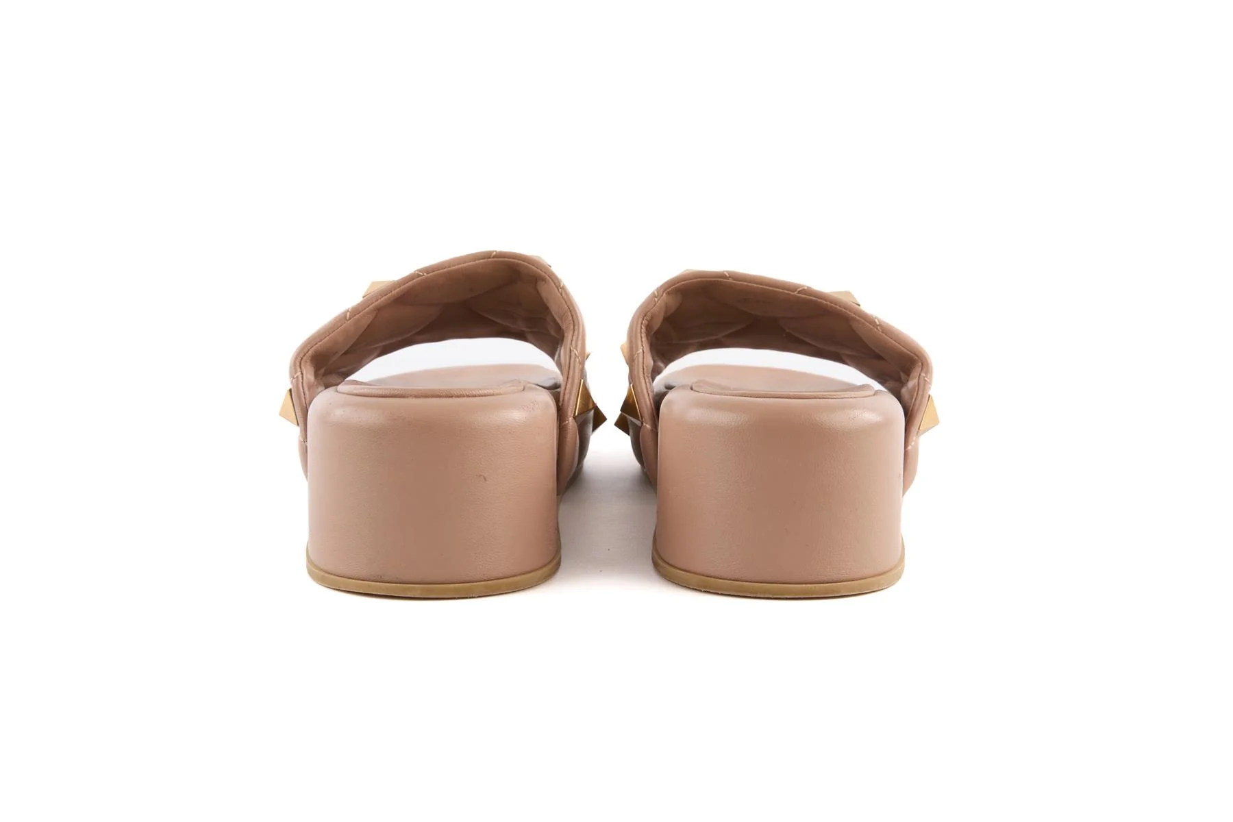 VALENTINO GARAVANI NUDE ROCKSTUD LEATHER PLATFORM SLIDES EU 39 UK 6 US 9 - Image 5