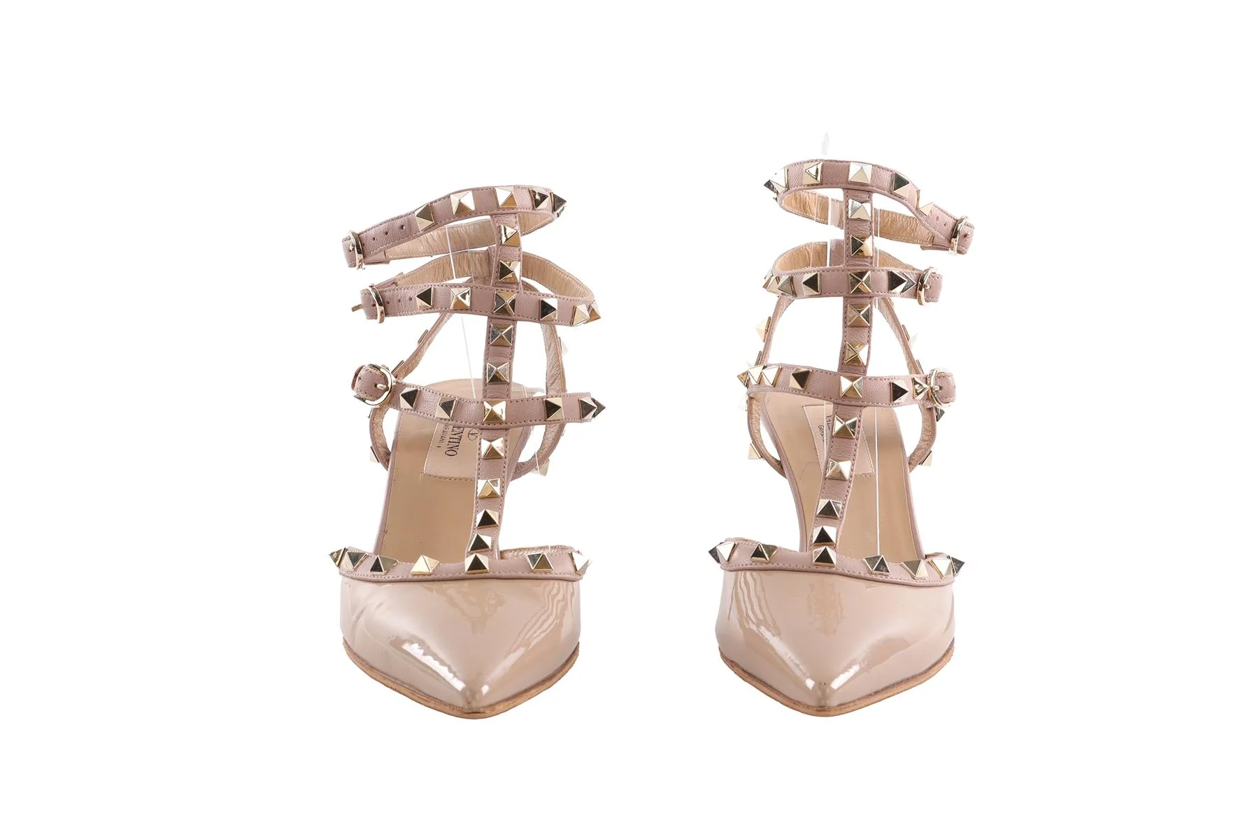 VALENTINO GARAVANI NUDE ROCKSTUD PATENT LEATHER PUMPS EU 38 - Image 3