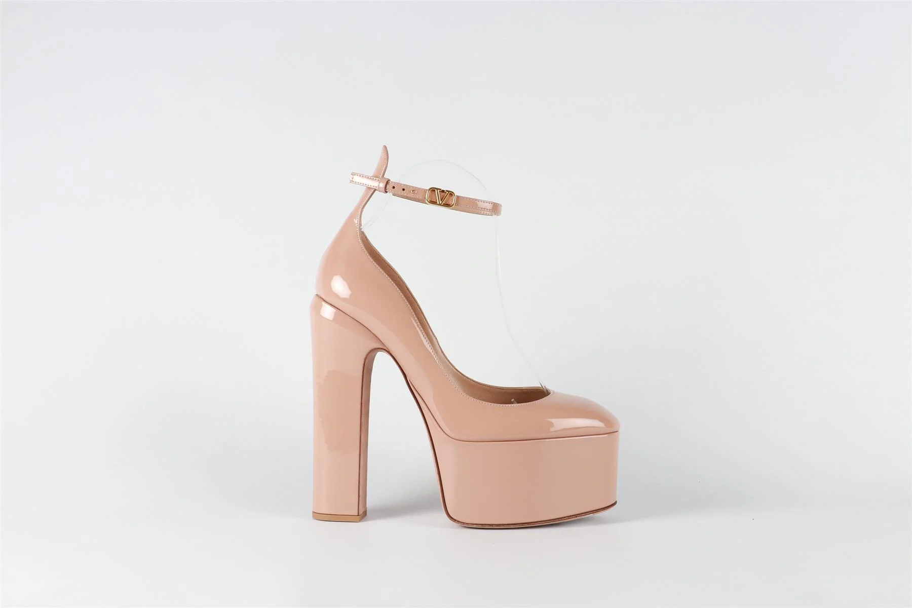 VALENTINO GARAVANI NUDE TAN-GO PATENT LEATHER PLATFORM PUMPS EU 38 UK 5 US 8 - Image 2