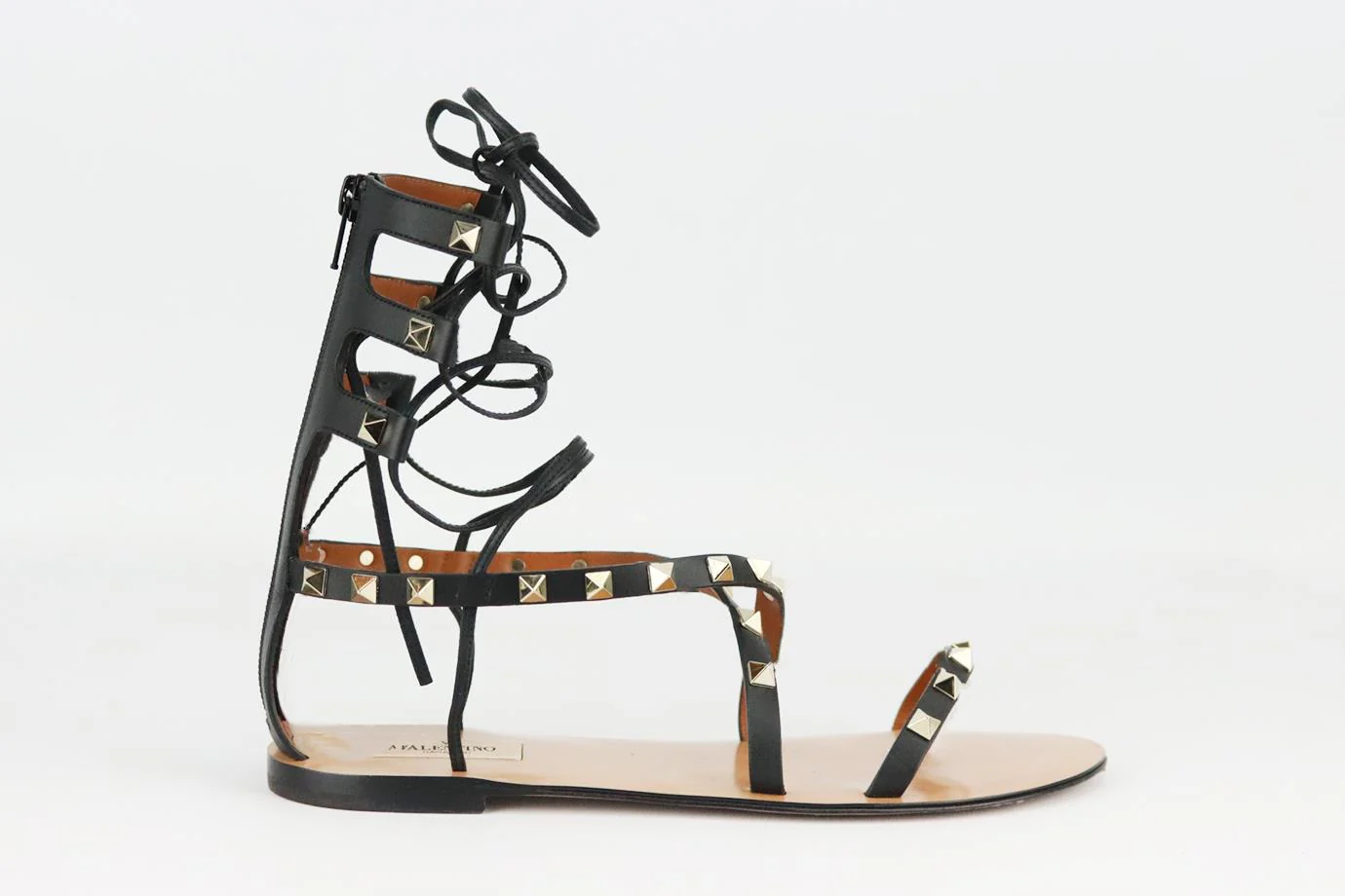 VALENTINO GARAVANI ROCKSTUD LACE UP LEATHER SANDALS EU 38 UK 5 US 8 - Image 2