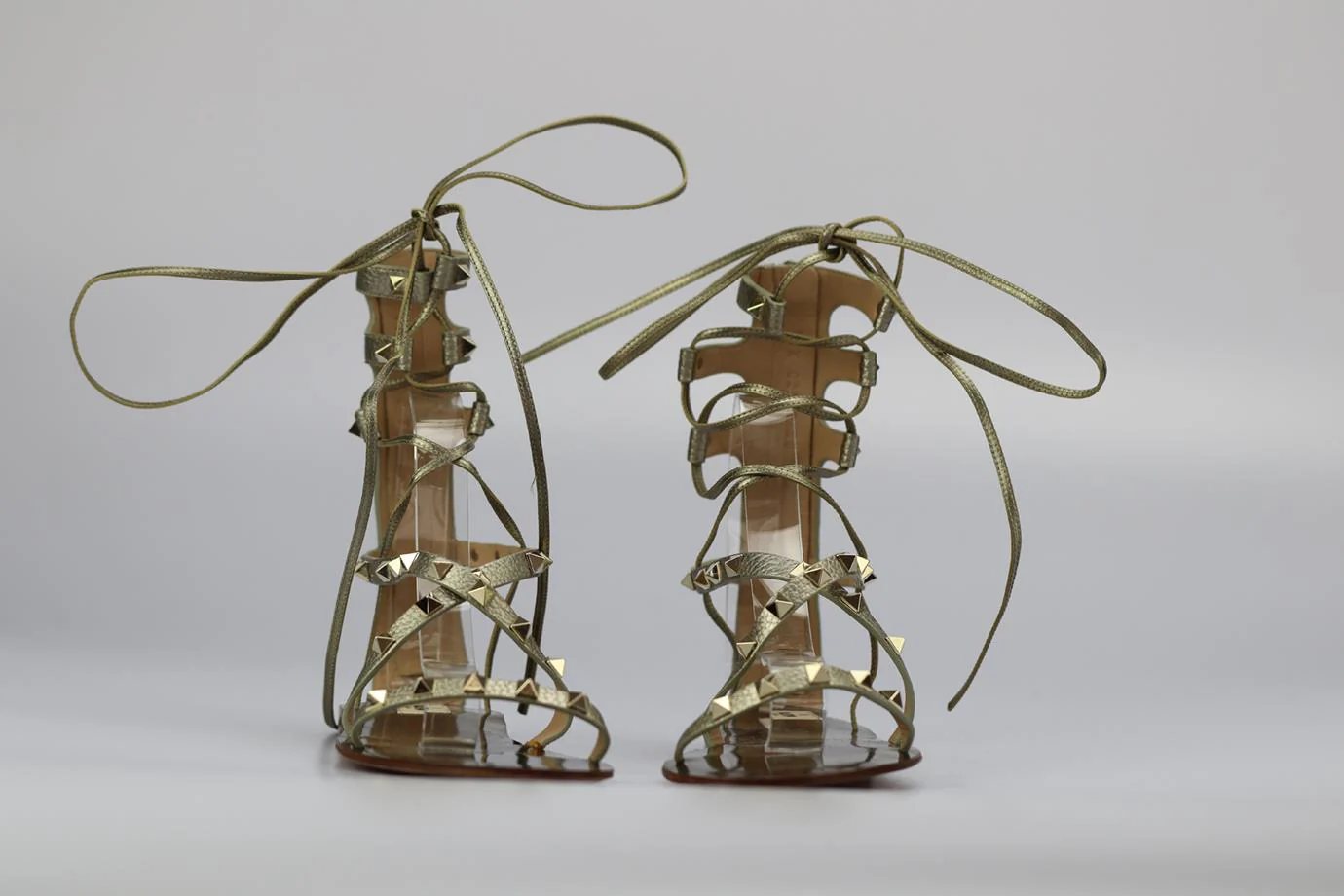 VALENTINO GARAVANI ROCKSTUD LACE UP LEATHER SANDALS EU 38 UK 5 US 8 - Image 3