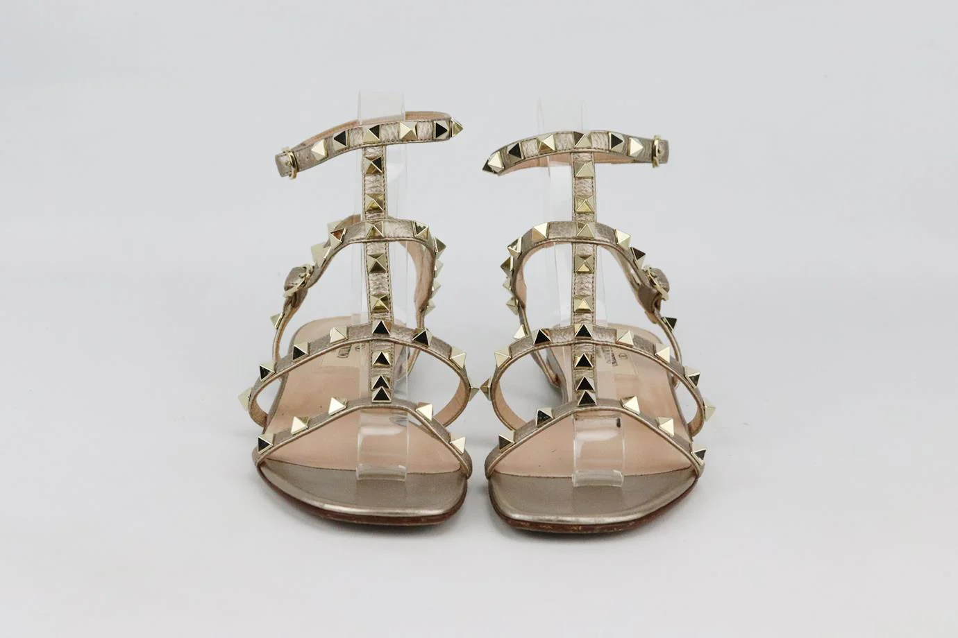 VALENTINO GARAVANI ROCKSTUD METALLIC LEATHER SANDALS EU 37.5 UK 4.5 US 7.5 - Image 3