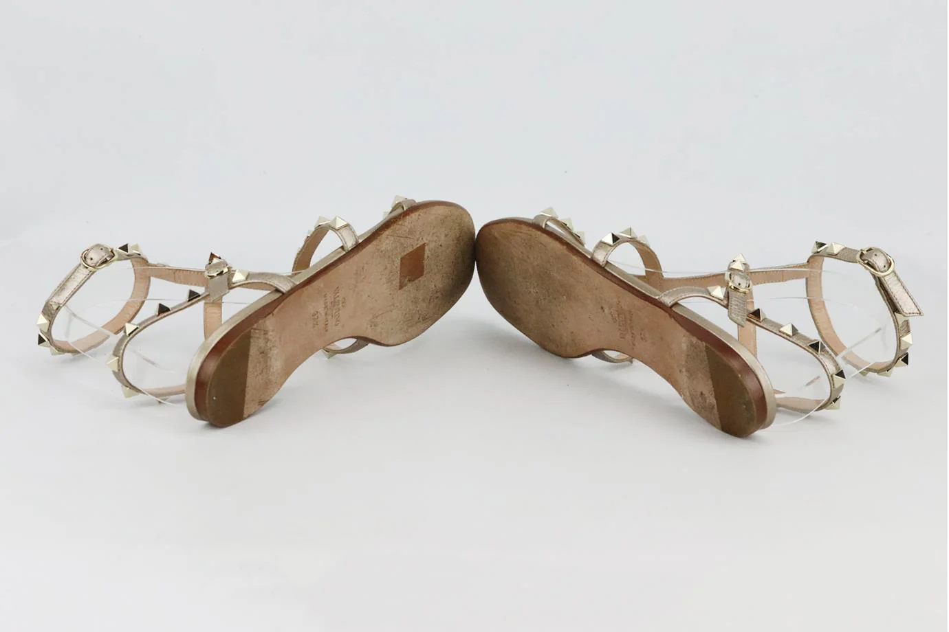 VALENTINO GARAVANI ROCKSTUD METALLIC LEATHER SANDALS EU 37.5 UK 4.5 US 7.5 - Image 5
