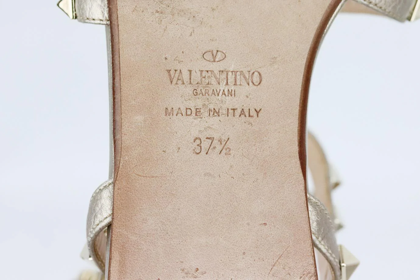 VALENTINO GARAVANI ROCKSTUD METALLIC LEATHER SANDALS EU 37.5 UK 4.5 US 7.5 - Image 6