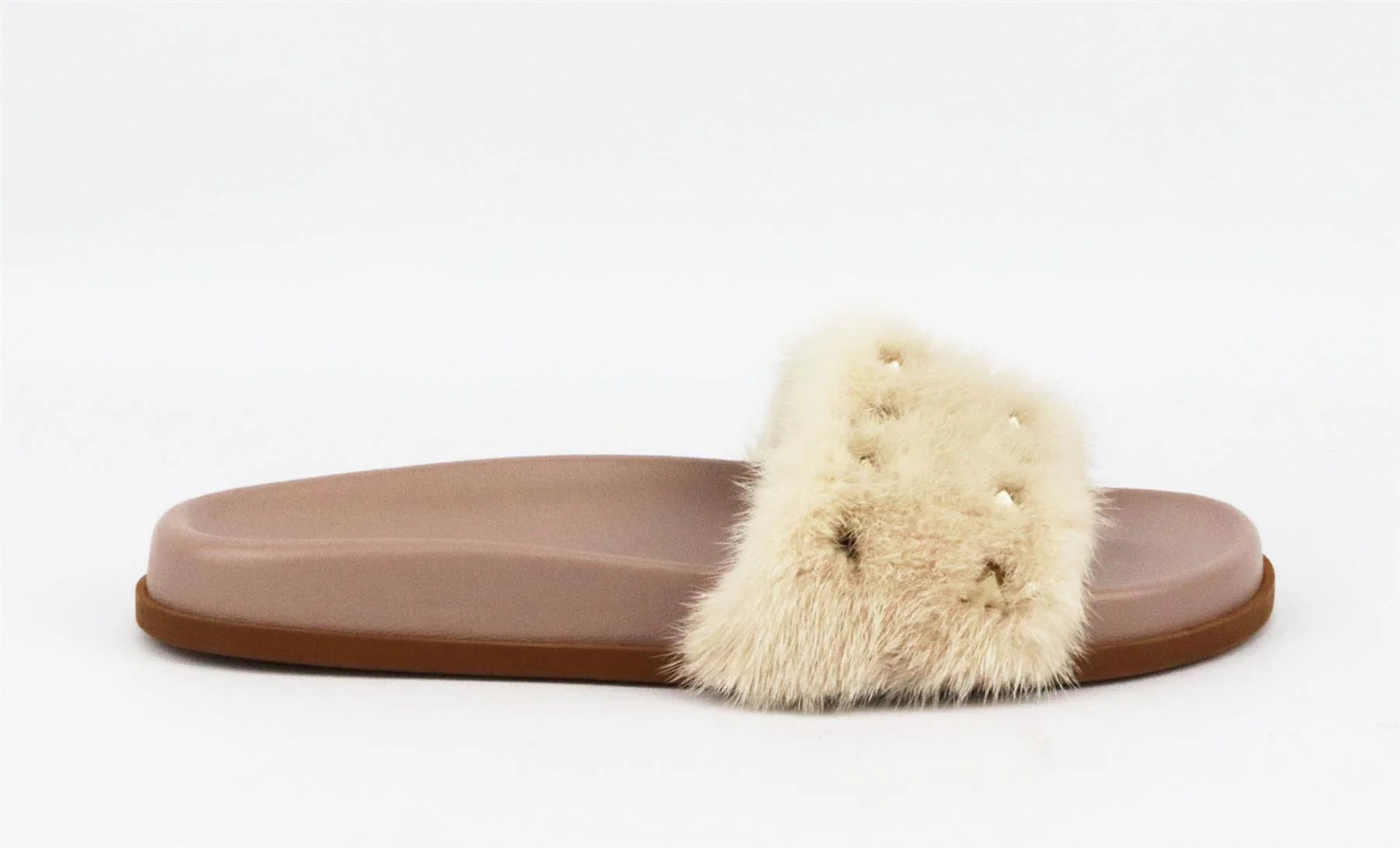 VALENTINO GARAVANI ROCKSTUD MINK FUR SLIDES EU 38.5 UK 5.5 US 8.5 - Image 2