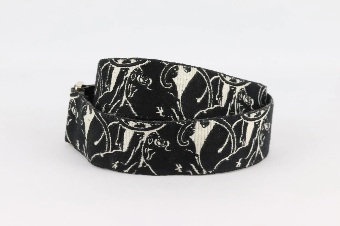 VALENTINO GARAVANI TWO TONE EMBROIDERED CANVAS AND LEATHER BAG STRAP - Image 2