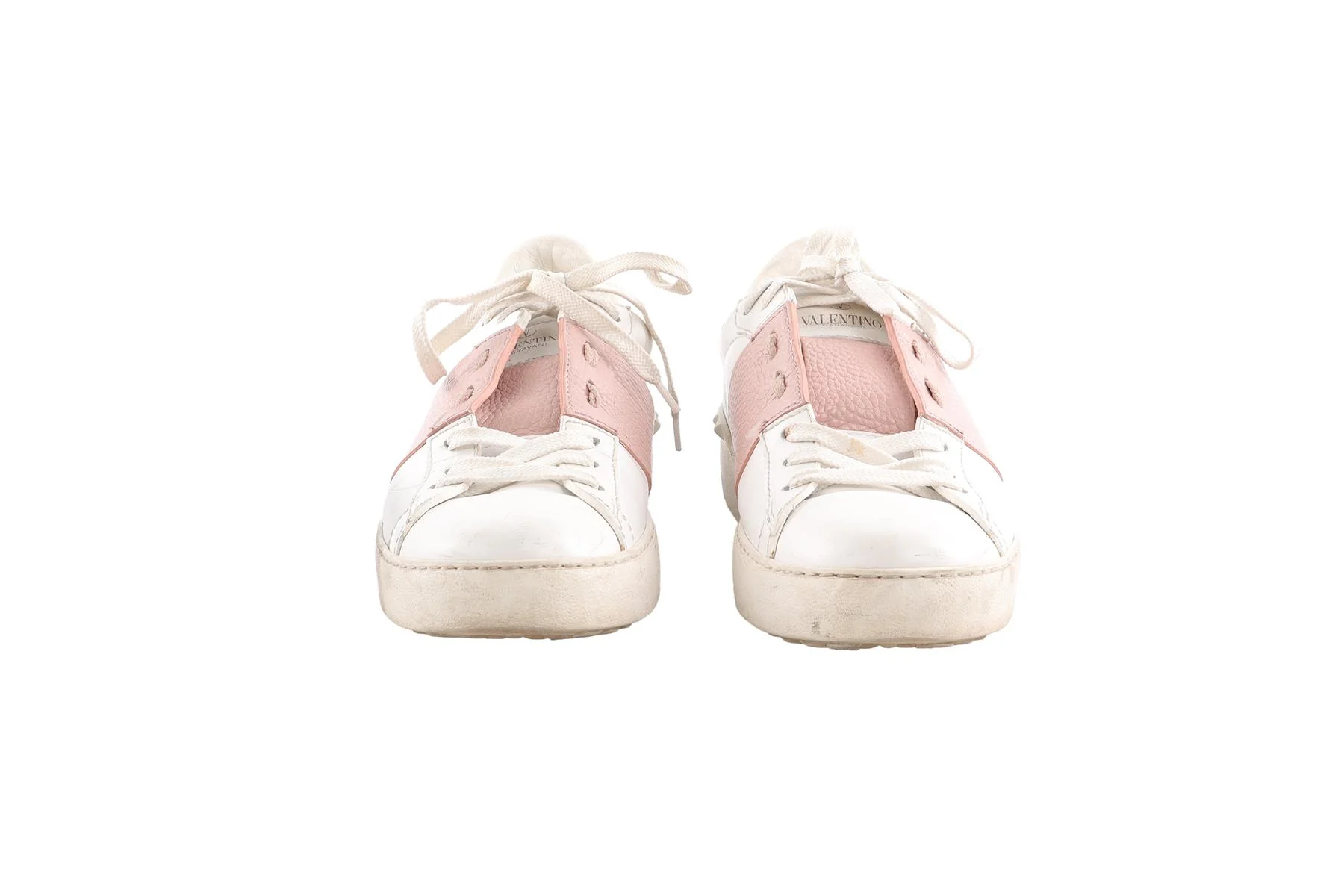 VALENTINO GARAVANI WHITE OPEN LEATHER SNEAKERS EU 38 - Image 3
