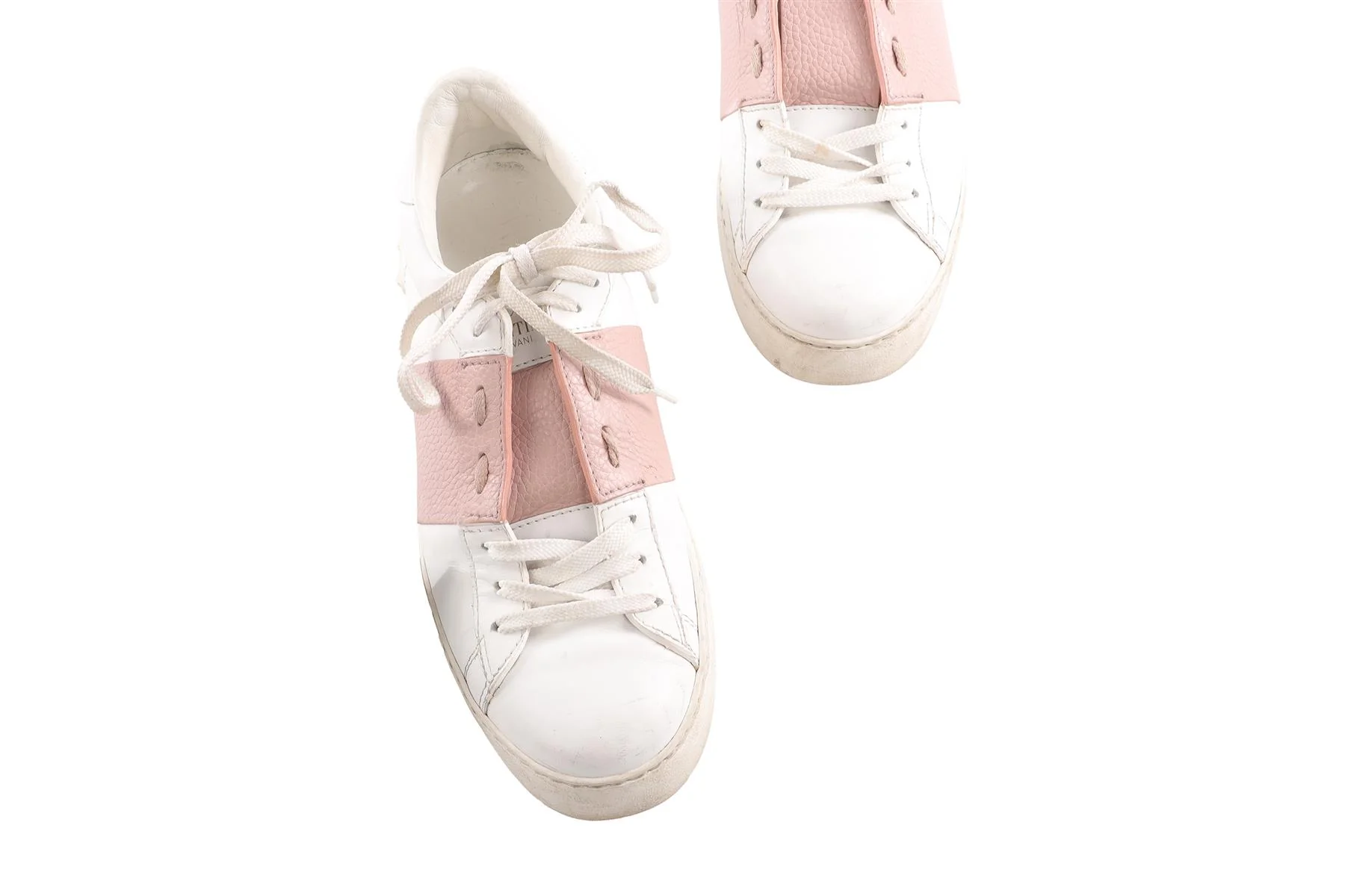 VALENTINO GARAVANI WHITE OPEN LEATHER SNEAKERS EU 38 - Image 4