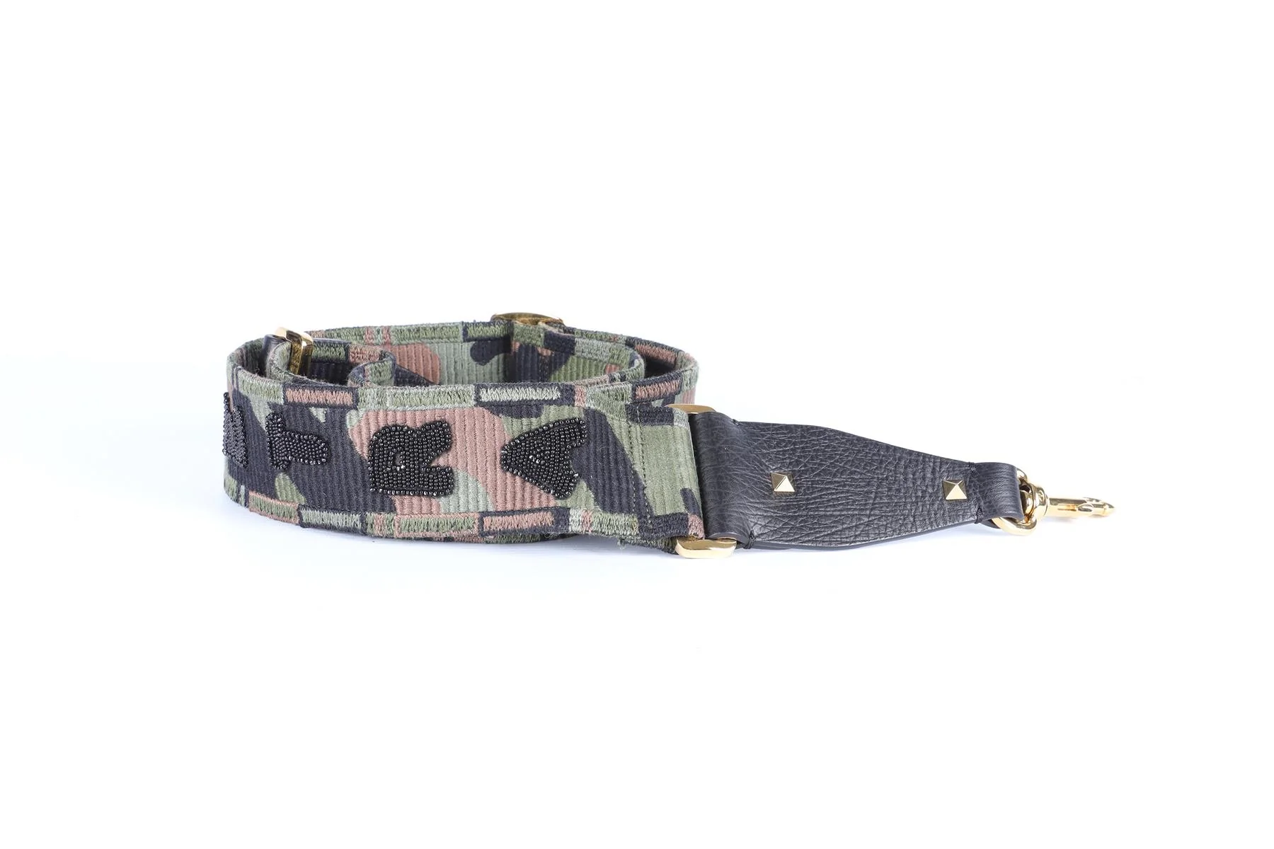 VALENTINO GREEN CANVAS AND LEATHER BAG STRAP - Image 4