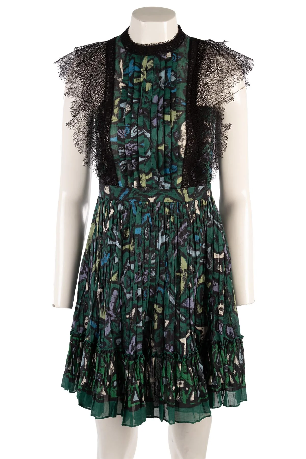 VALENTINO GREEN COTTON MINI DRESS IT 38 UK 6 - Image 2