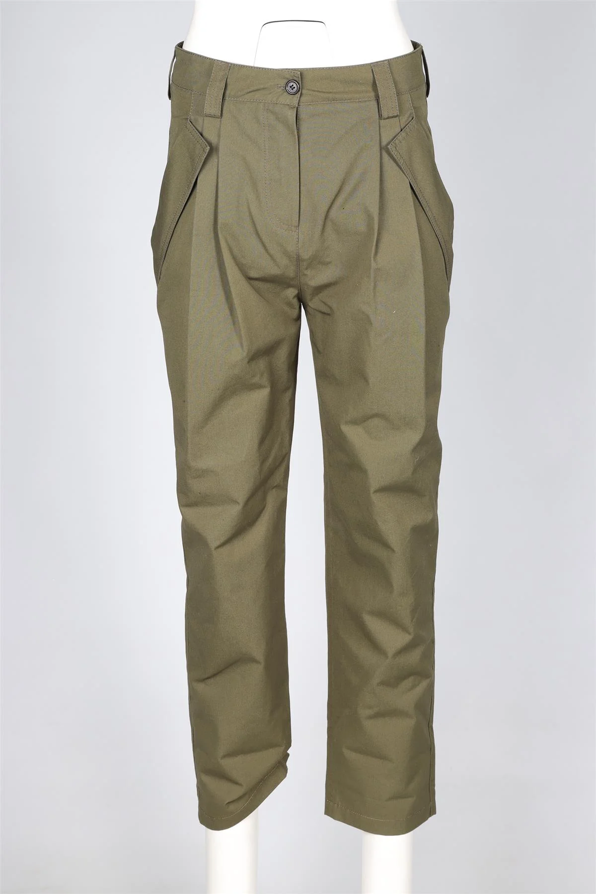 VALENTINO GREEN COTTON TAPERED TROUSERS IT 38 UK 6 - Image 2