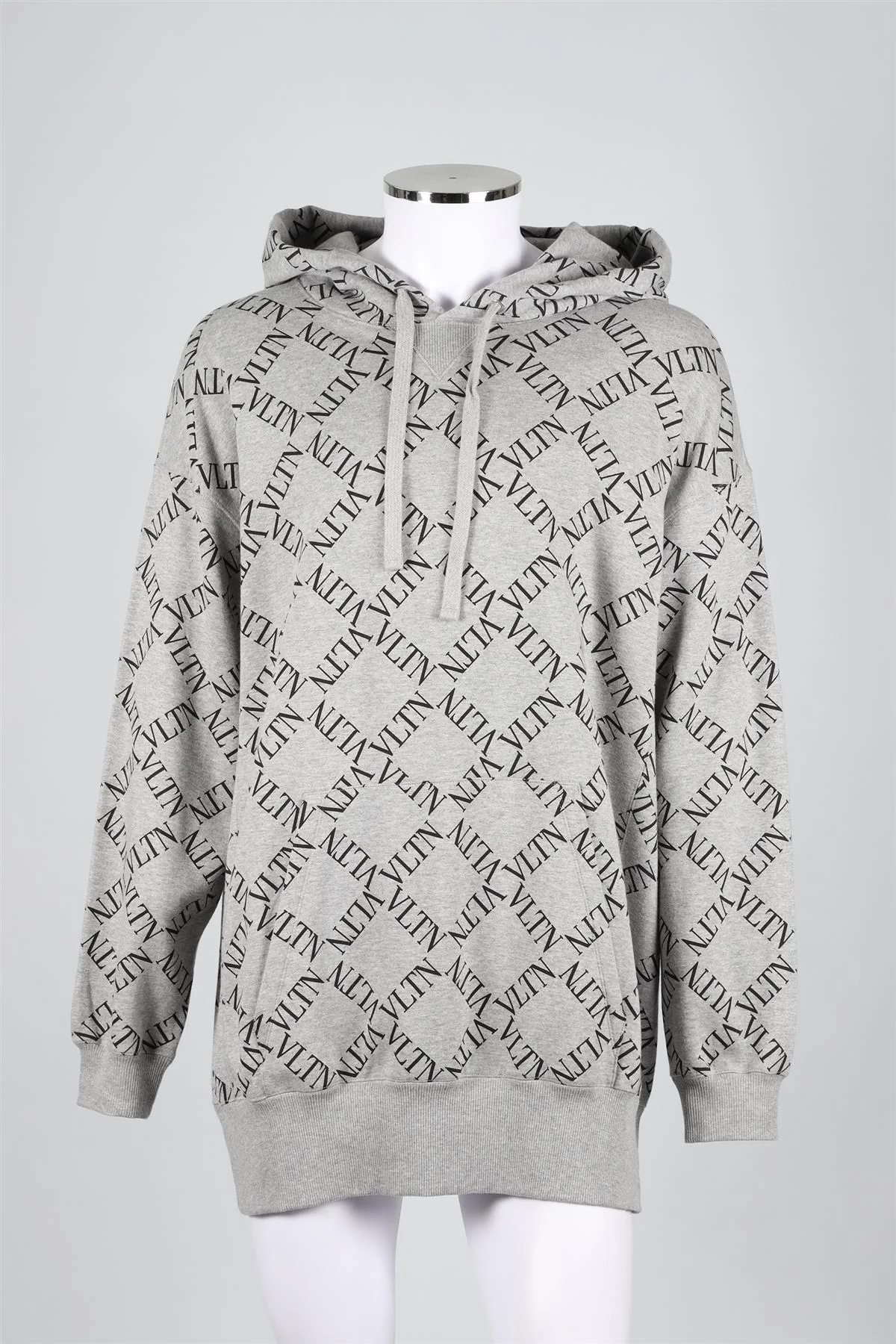 VALENTINO GREY MEN'S COTTON BLEND HOODIE MEDIUM - Image 2