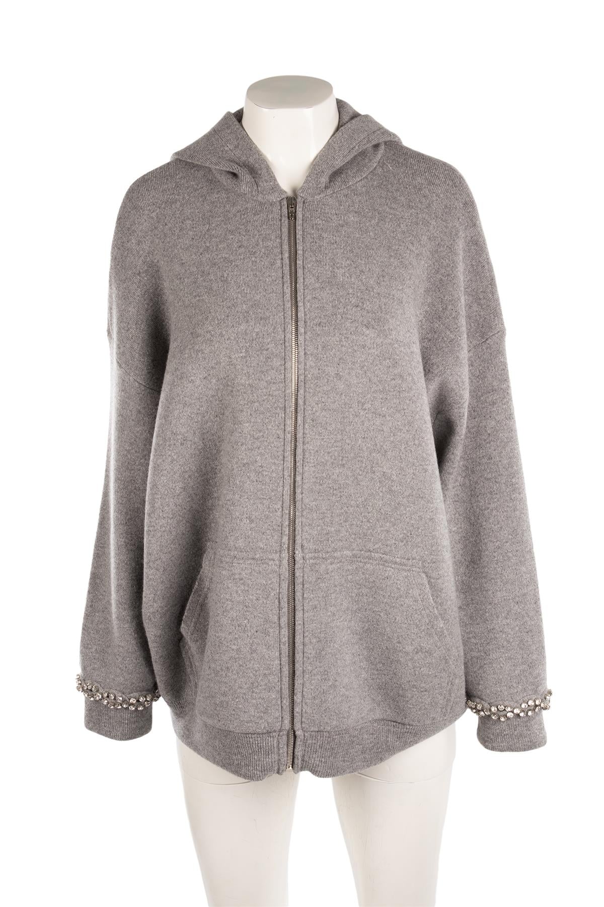 VALENTINO GREY WOOL HOODIE SMALL - Image 2