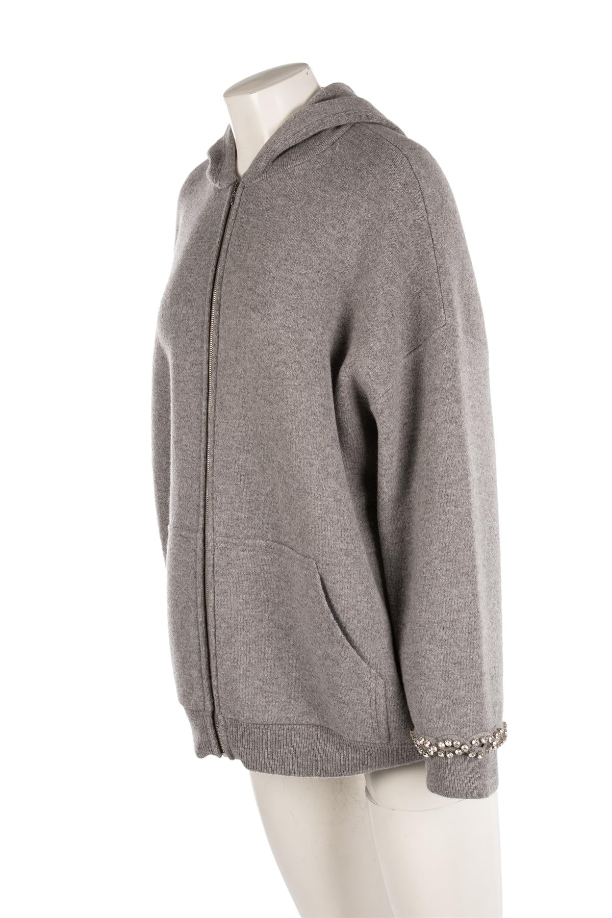 VALENTINO GREY WOOL HOODIE SMALL - Image 3