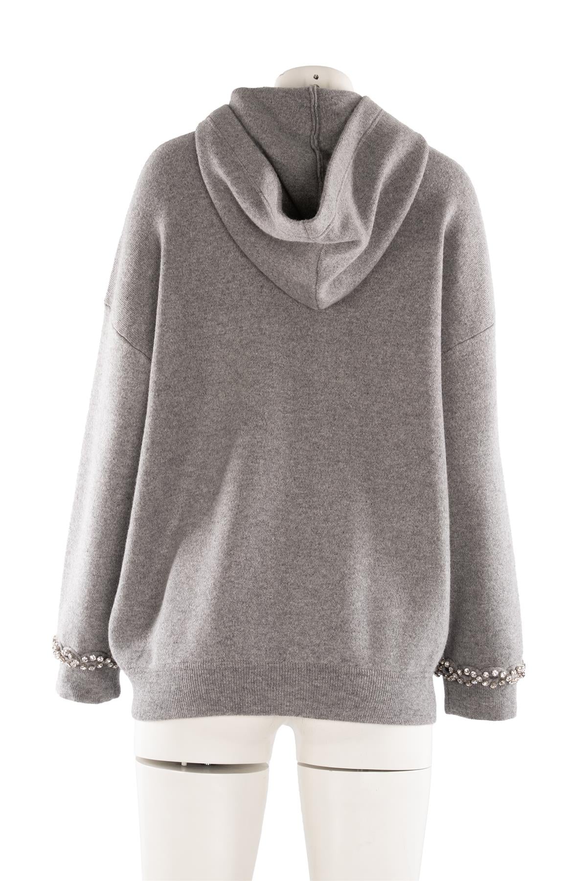 VALENTINO GREY WOOL HOODIE SMALL - Image 4