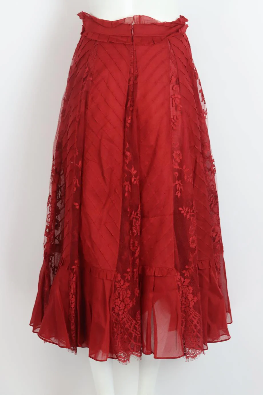 VALENTINO LACE PANELED COTTON MIDI SKIRT US 4 UK 8 - Image 4