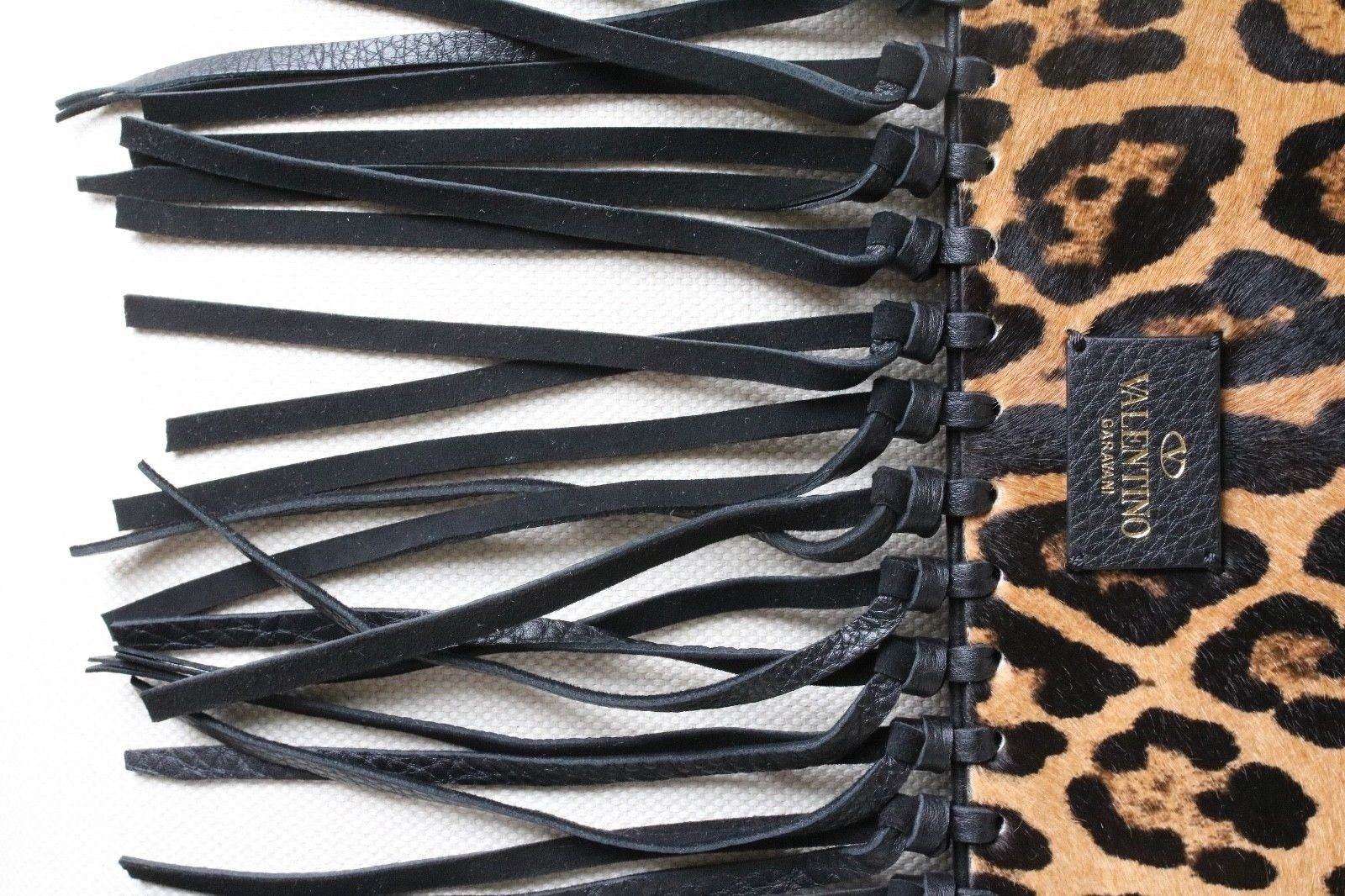 VALENTINO LEOPARD PRINT CALF HAIR FRINGE CLUTCH BAG - Image 6