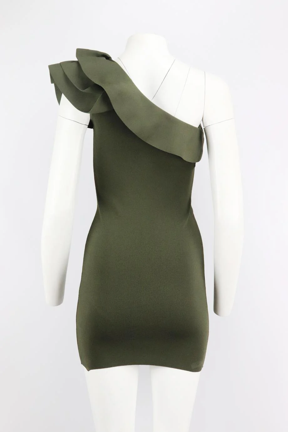 VALENTINO ONE SHOULDER RUFFLED STRETCH KNIT MINI DRESS XSMALL - Image 4