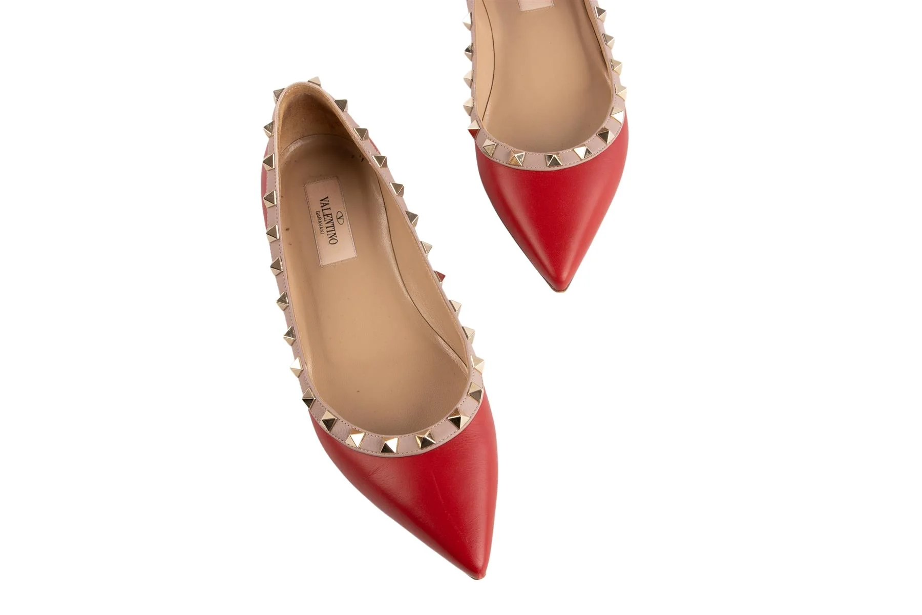 VALENTINO RED ROCKSTUD LEATHER BALLET FLATS EU 37 - Image 4