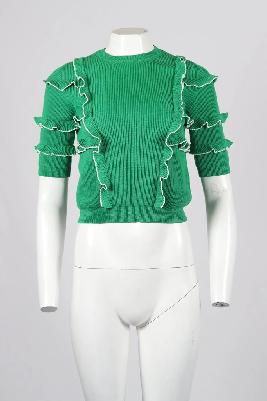 VALENTINO RUFFLED COTTON SWEATER XSMALL - Image 2