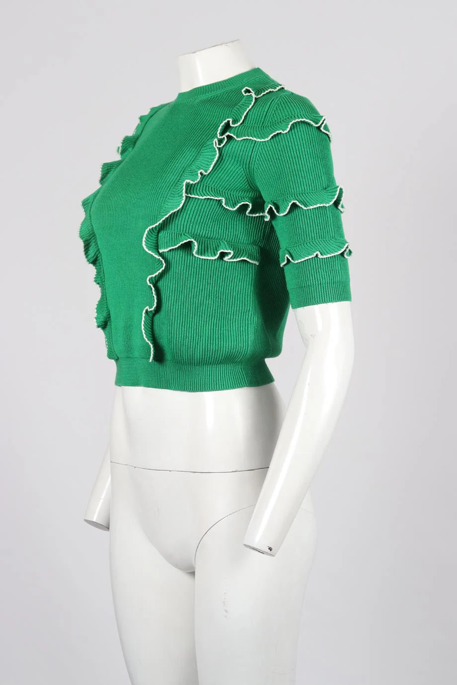 VALENTINO RUFFLED COTTON SWEATER XSMALL - Image 3
