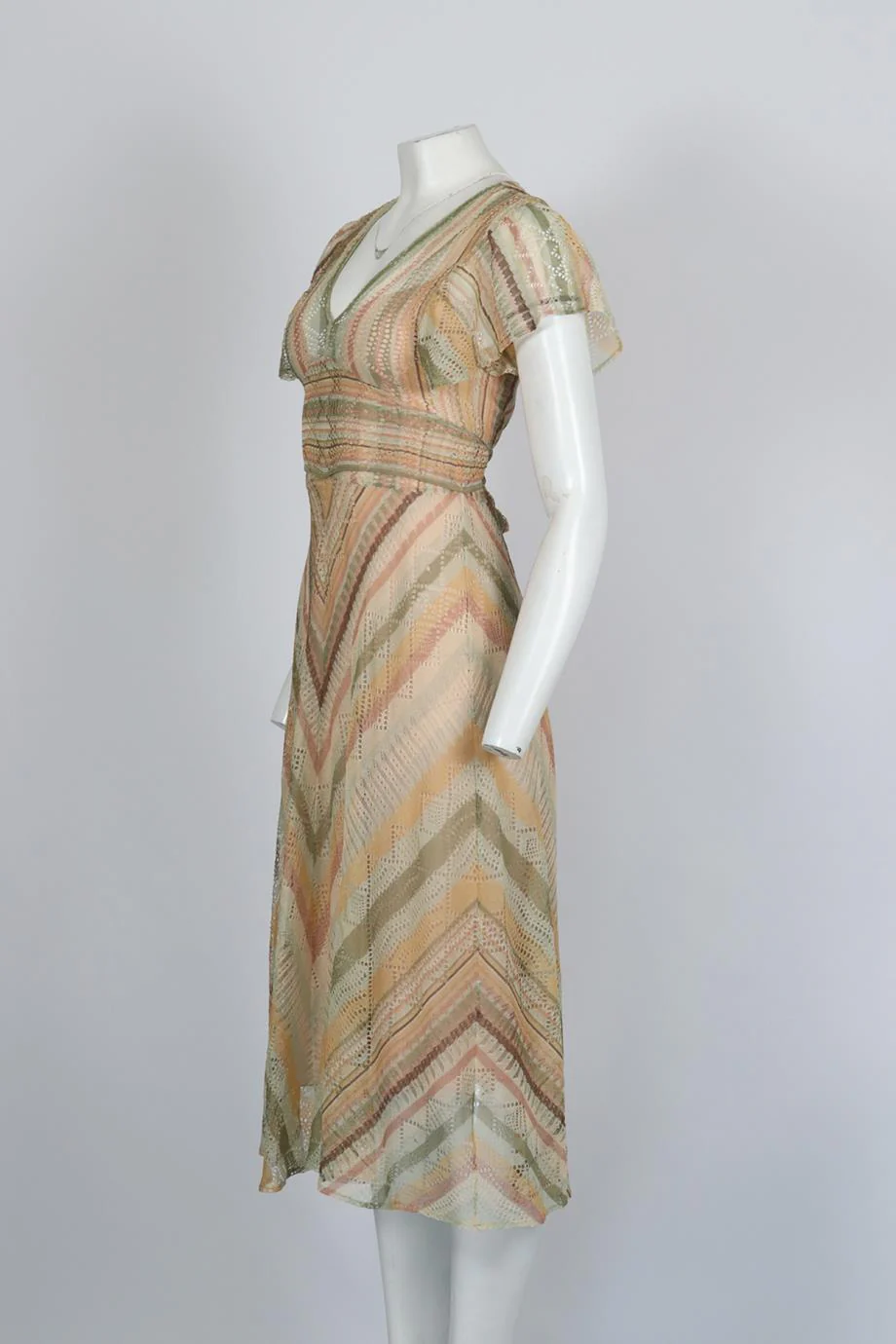 VALENTINO STRIPED SILK MIDI DRESS SMALL - Image 3