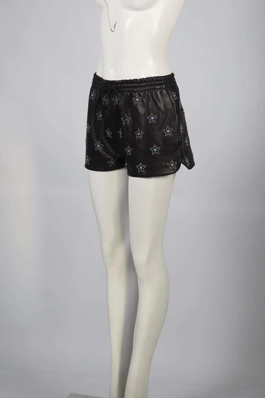 VALENTINO STUDDED LEATHER SHORTS IT 42 UK 10 - Image 3