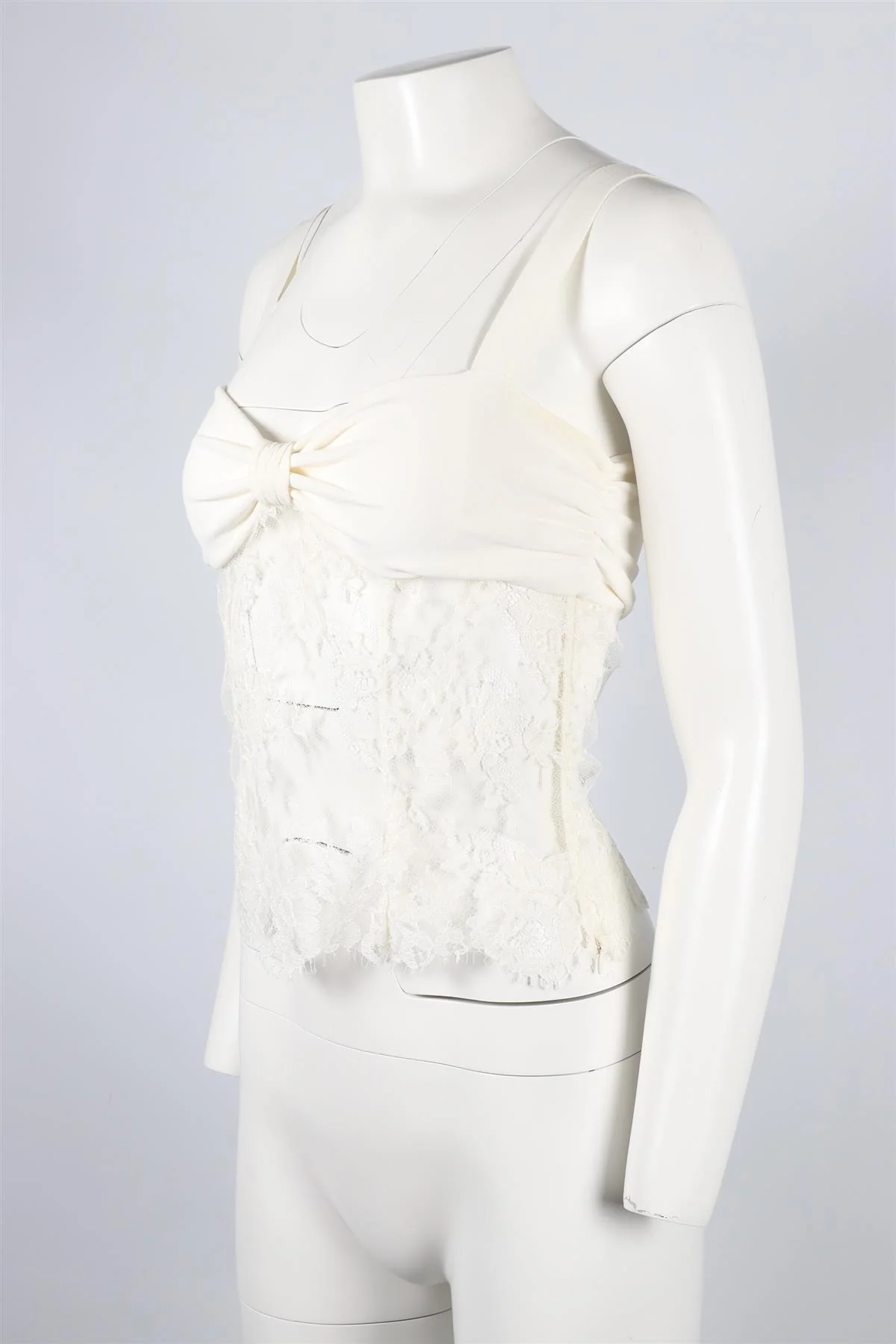 VALENTINO WHITE VINTAGE COTTON BLEND AND LACE TOP SIZE MEDIUM - Image 3