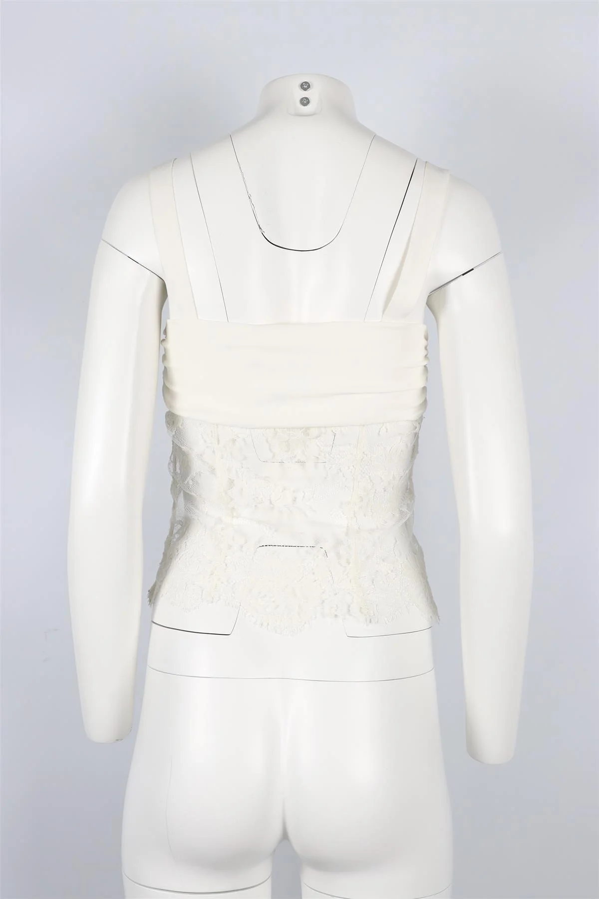 VALENTINO WHITE VINTAGE COTTON BLEND AND LACE TOP SIZE MEDIUM - Image 4