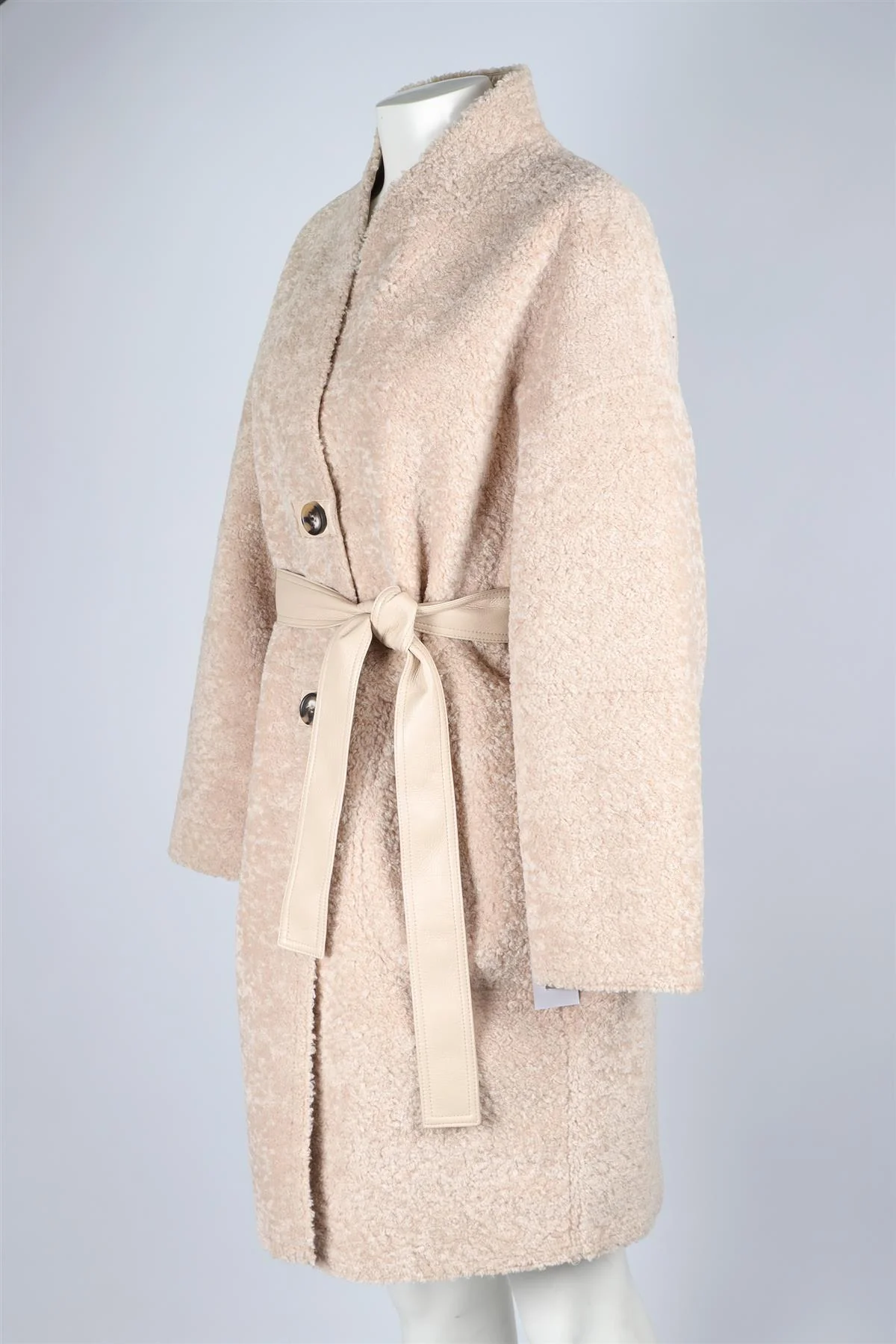 VANESSA BRUNO BEIGE FAUX SHEARLING COAT LARGE - Image 3