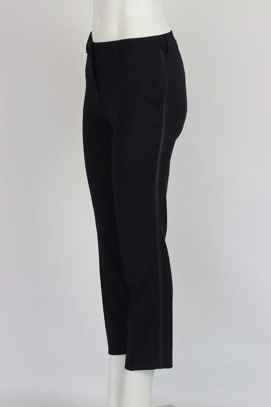 VANESSA BRUNO SATIN TRIMMED WOOL BLEND STRAIGHT LEG PANTS FR 36 UK 8 - Image 3