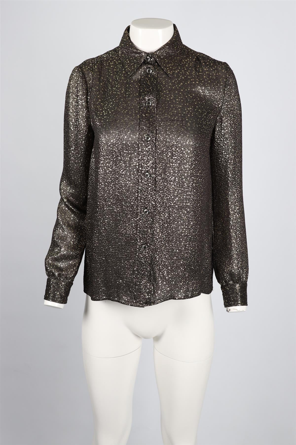 VANESSA SEWARD GOLD SILK BLEND SHIRT FR 36 UK 8 - Image 2